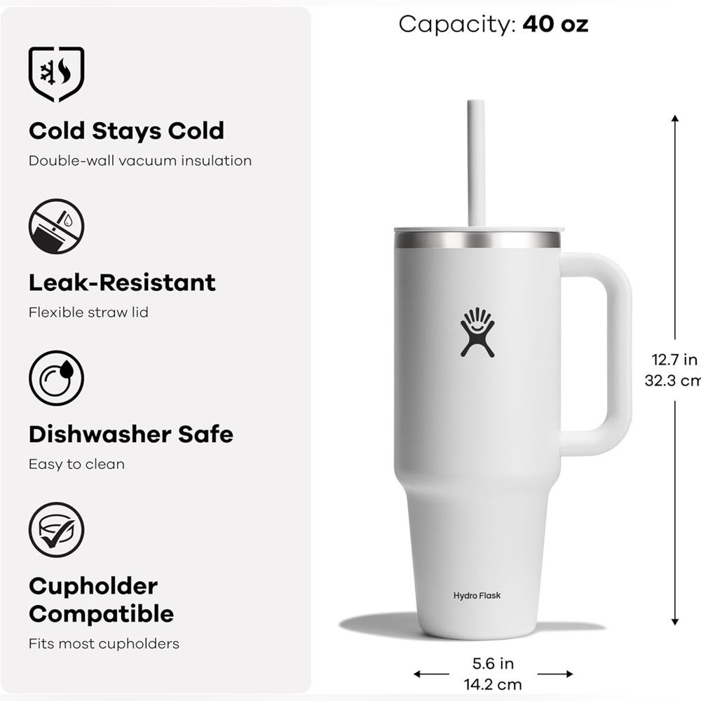 Hydro Flask Orange Tumbler with Straw - Picture 3 of 3